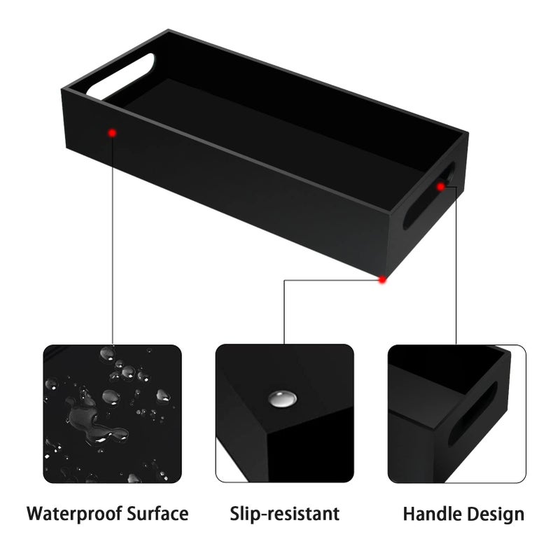 Tasybox Toilet Paper Holder with Storage, Acrylic Toilet Tank Tray, Black Bathroom Trays with Handles Vanity Tray for Home Decor - Image 4